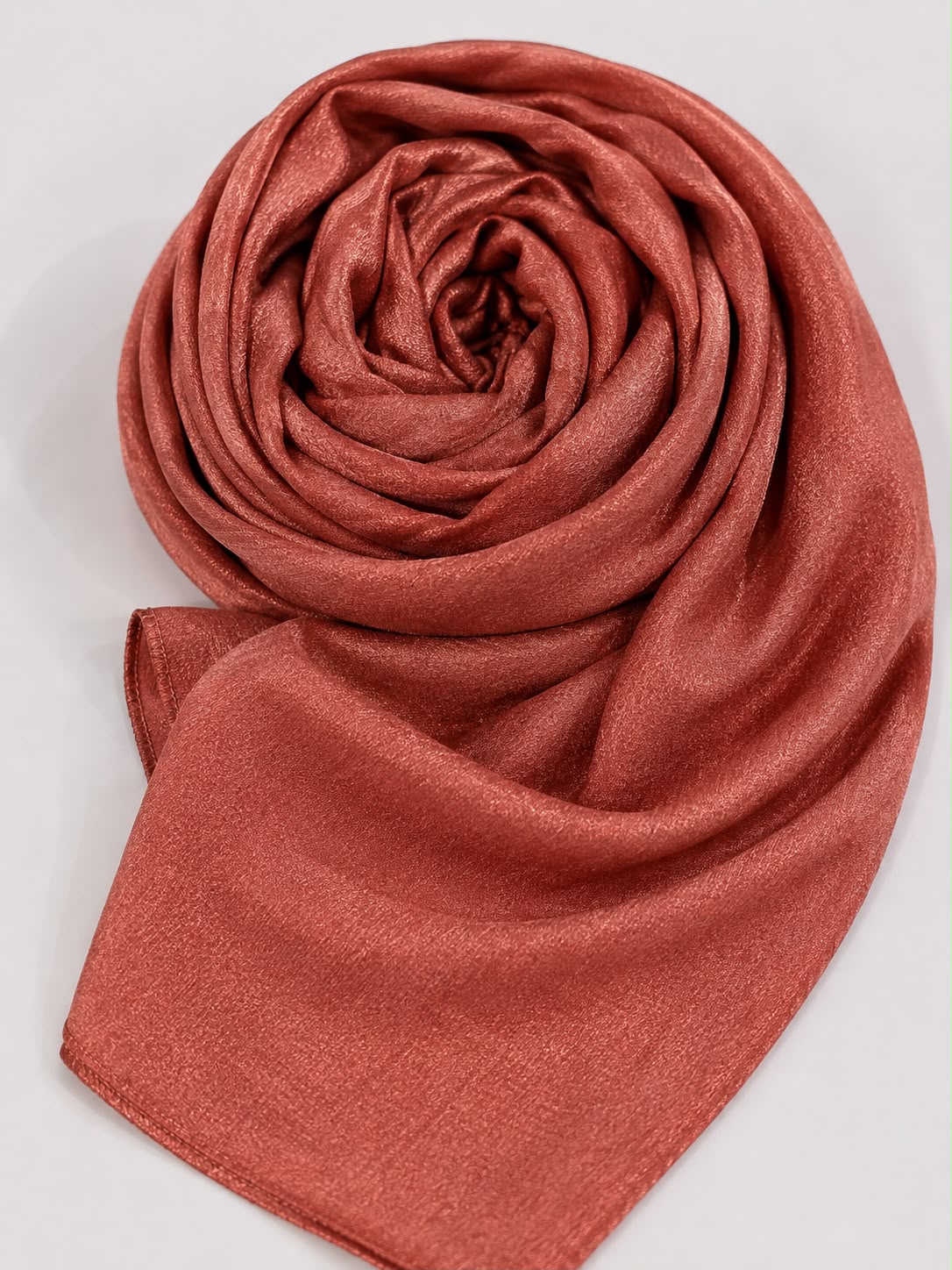 Rust Crinkle Silk Hijab - Image 1