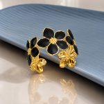 Black Blossom Gold Cuff