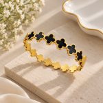 Black Enamel Clover Bracelet