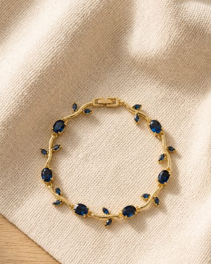 Crystal Gold Tulip Bracelet (Blue)