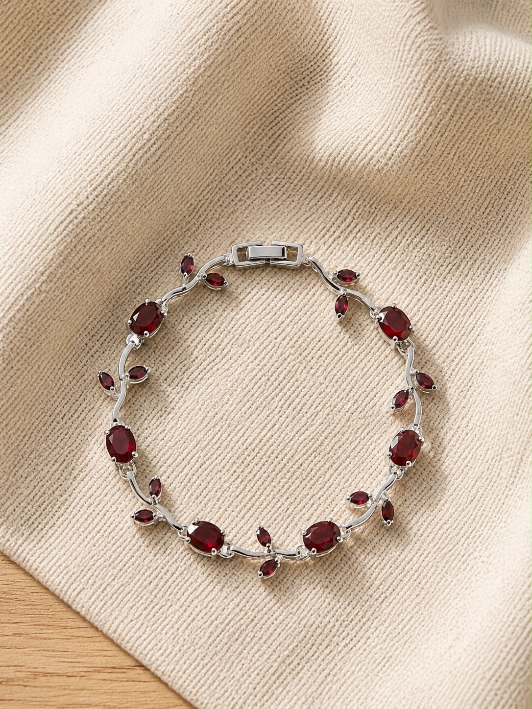 Crystal Silver Tulip Bracelet (red) Crystal Gold Tulip Bracelet (Red) - Image 1