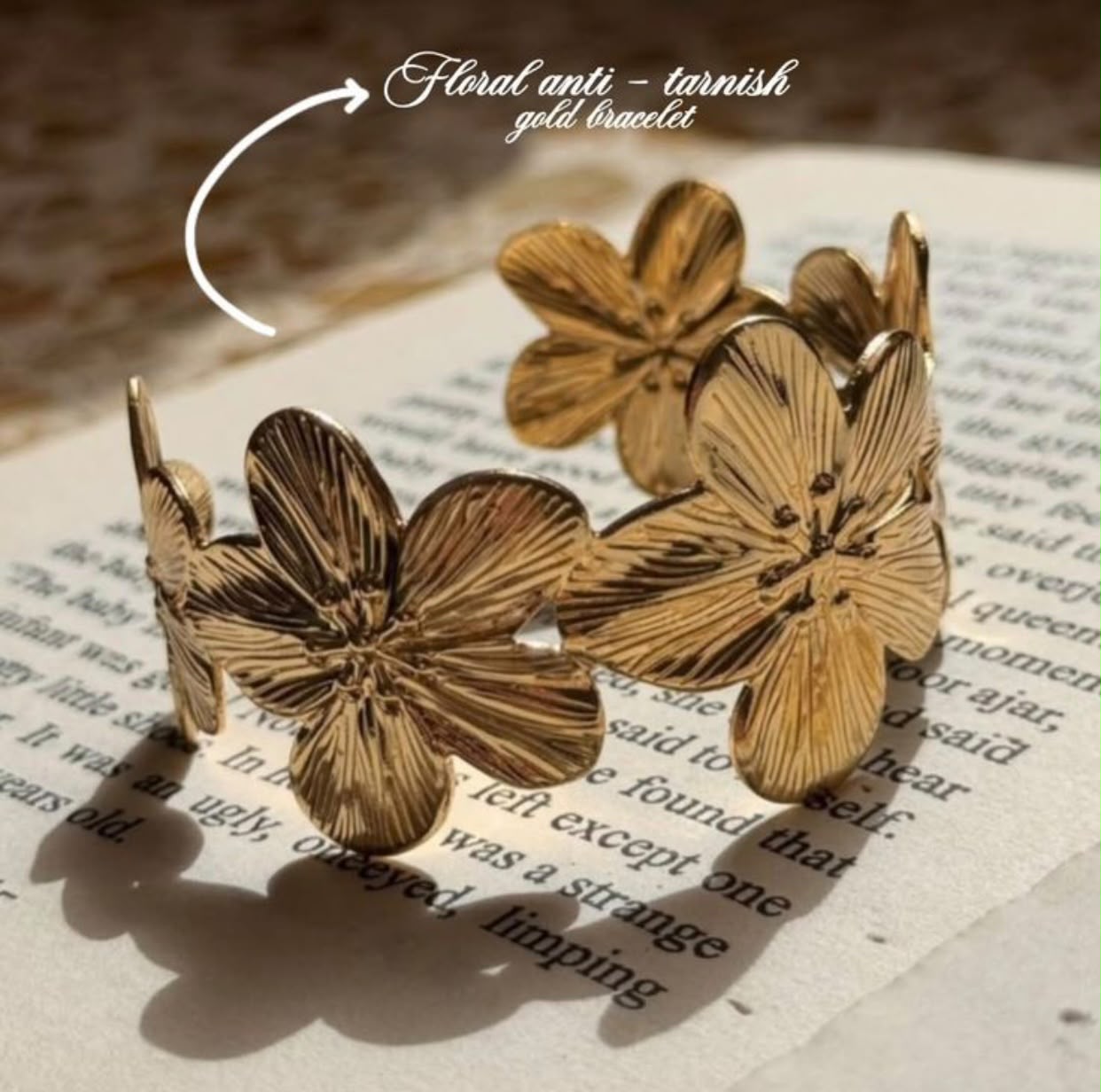 Floral Anti - Tarnish Gold Bracelet_ Floral Anti Tarnish Gold Bracelet - Image 1