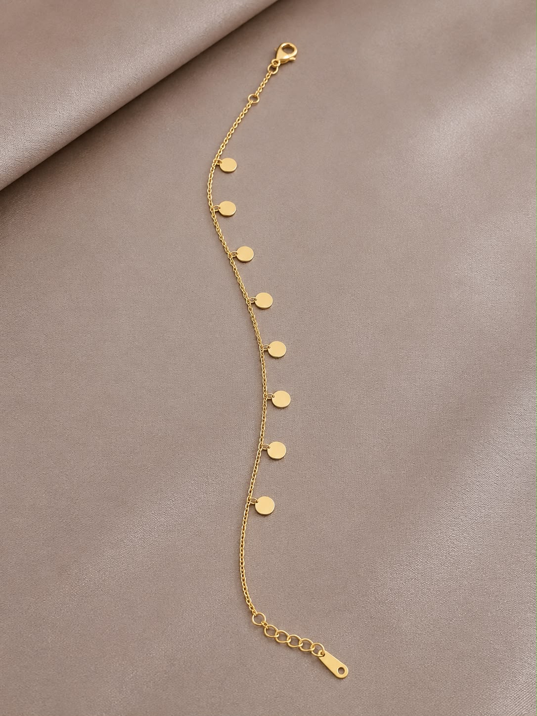 Golden Disc Drop Chain Necklace Golden Disc Drop Chain Necklace - Image 1