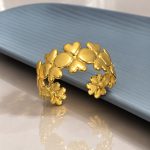 Golden Heart Flower Cuff
