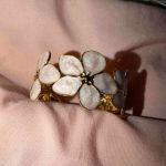 White Blossom Gold Cuff Bracelet