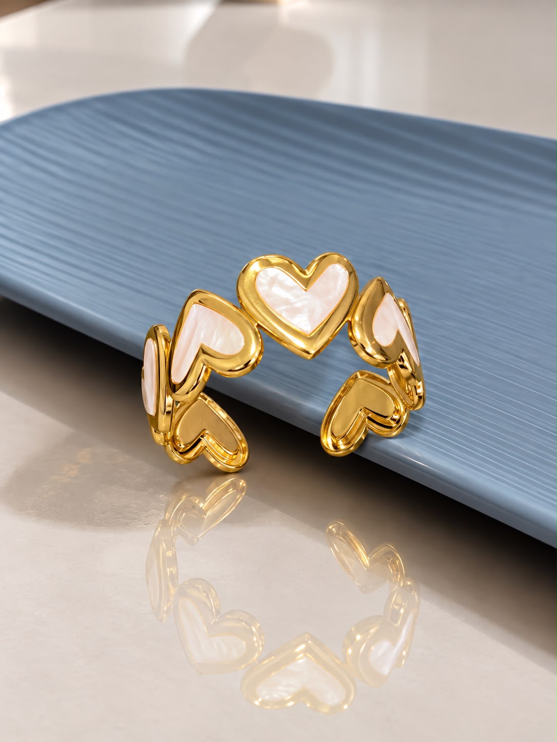 White Heart Gold Bracelet_ White Heart Gold Bracelet - Image 1